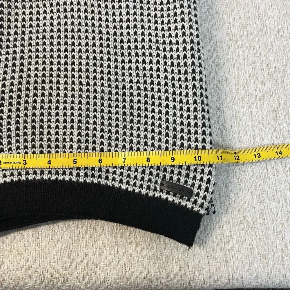 Coach Womens Scarf Black White Knit Wool Cotton Blend Logo Detail Classic Chic